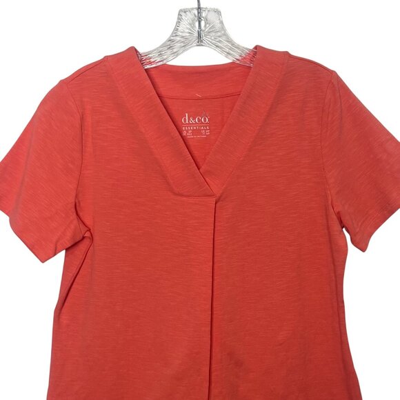 D&Co Essentials VNeck Short Sleeve Tshirt Womens SP Small Petite Peach New WOT - Picture 3 of 7